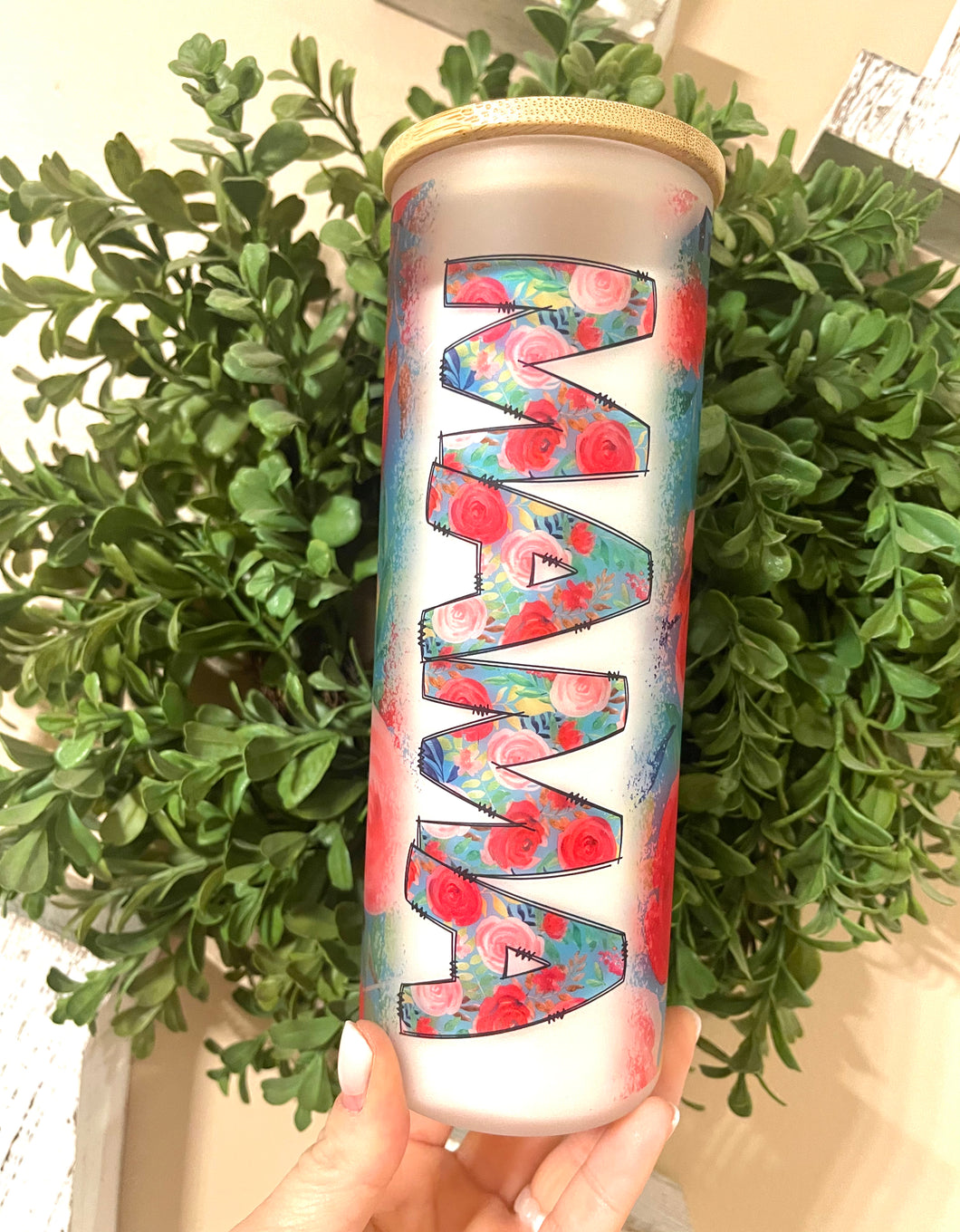 Mama floral tumbler