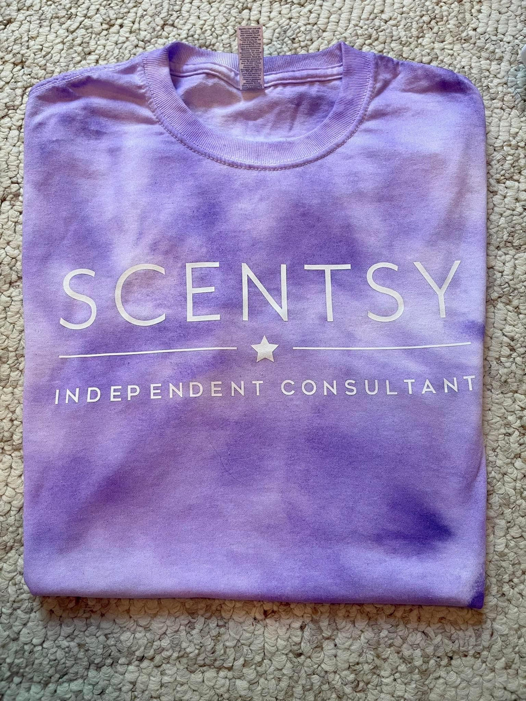 Hand dyed purple scentsy logo tee