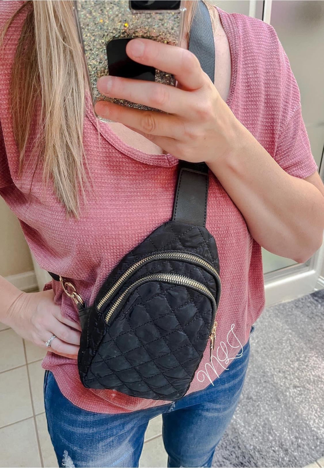 Quilted sling bag