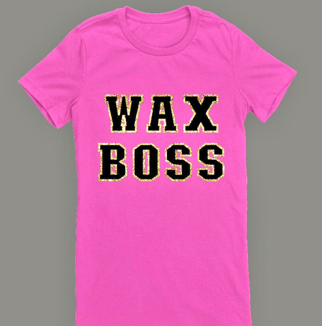 Wax boss chenille letter pink/black